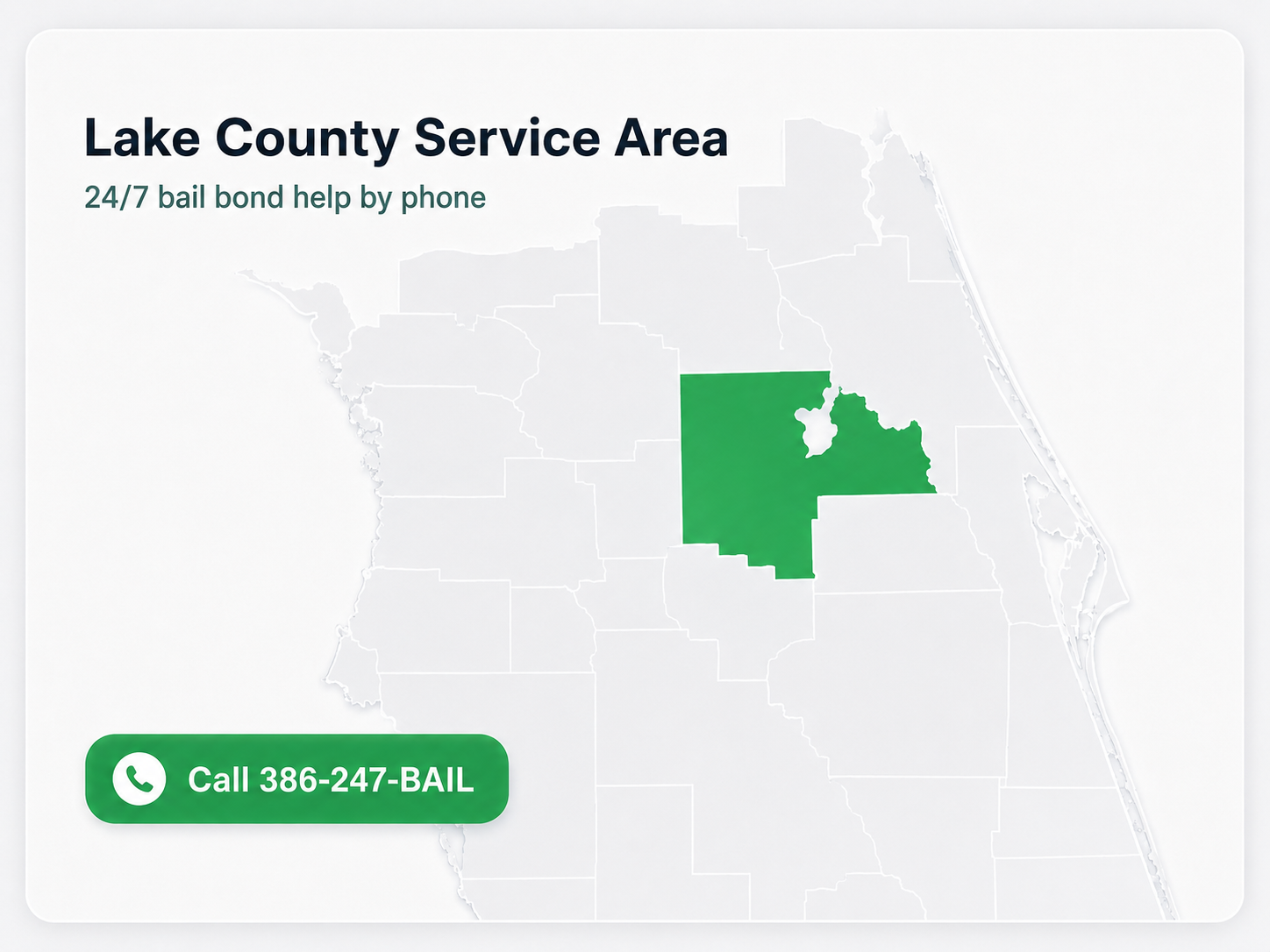 Lake County Service Area map for The Daytona Bondsman